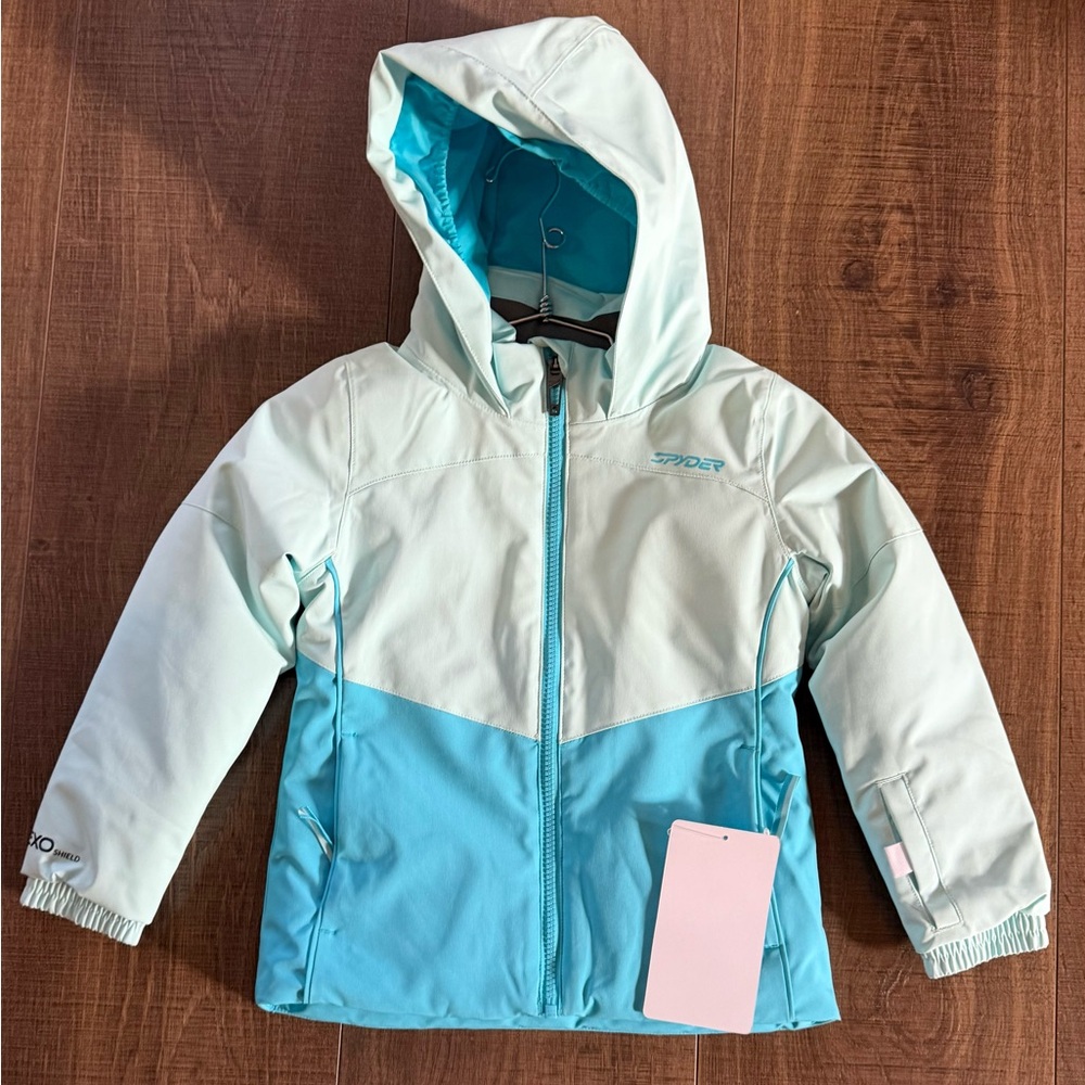 New Spyder Bitsy Conquer Jacket in Crystal Blue with tags